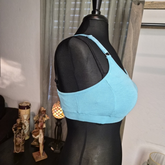 POL Turquoise Ribbed Sports Bra - Picture 3 of 5